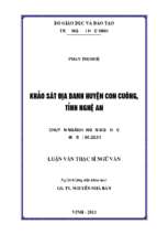 Khảo sát địa danh huyện con cuông, tỉnh nghệ an