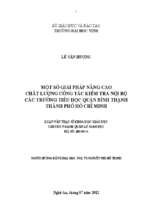 Một số giải phap nâng cao chất lượng công tác kiểm tra nội bộ các trường tiểu học quận bình thạnh thành phố hồ chí minh 