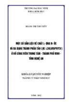 Một số dẫn liệu về chất lượng nước và đa dạng thành phần tảo lục (chlorophyta) ở hồ công viên trung tâm   thành phố vinh   tỉnh nghệ an   