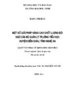 Một số giải pháp nâng cao chất lượng đội ngũ cán bộ quản lý trường tiểu học huyện diễn châu, tỉnh nghệ an   