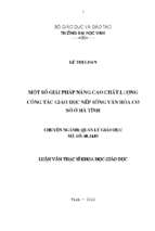 Một số giải pháp nâng cao chất lượng công tác giáo dục nếp sống văn hoá cơ sở ở hà tĩnh 