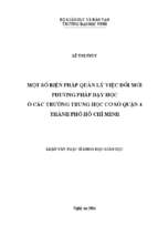 Một số biện pháp quản lý việc đổi mới phương pháp dạy học ở các trường trung học cở sở quận thành phố hồ chí minh 