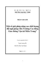 Một số giải pháp nâng cao chất lượng đội ngũ giảng viên trường cao đẳng giao thông vận tải miền trung   