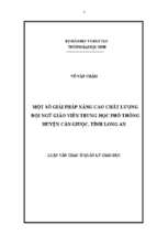 Một số giải pháp nâng cao chất lượng đội ngũ giáo viên trung học phổ thông huyện cần giuộc, tỉnh long an   