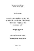 Một số giải pháp nâng cao hiệu quả quản lý chất lượng phổ cập giáo dục trung học ở thị xã sa đéc tỉnh đồng tháp   