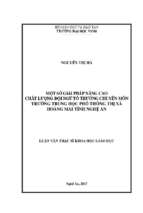 Một số giải pháp nâng cao chất lượng đội ngũ tổ trưởng chuyên môn trường trung học phổ thông thị xã hoàng mai, tỉnh nghệ an   