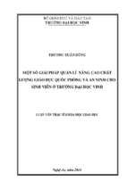 Một số giải pháp quản lí nâng cao chất lượng giáo dục quốc phòng và an ninh cho sinh viên ở trường đại học vinh 