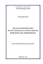 Một số giải pháp phát triển đội ngũ cán bộ quản lý trường mầm non huyện hoằng hóa, tỉnh thanh hoá   