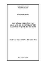 Một số giải pháp nâng cao chất lượng đội ngũ giảng viên đại học y dược tp.hồ chí minh 