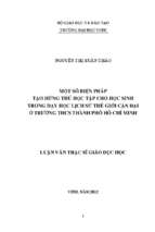 Một số biện pháp tạo hứng thú học tập cho học sinh trong dạy học lịch sử thế giới cận đại ở trường thcs thành phố hồ chí minh   