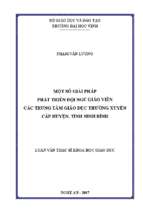 Một số giải pháp phát triển đội ngũ giáo viên các trung tâm giáo dục thường xuyên cấp huyện, tỉnh ninh bình   