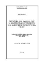 Một số giải pháp nâng cao chất lượng đội ngũ giảng viên trường cao đẳng sư phạm trung ương nha trang 