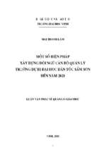 Một số biện pháp xây dựng đội ngũ cán bộ quản lý trường dự bị đại học dân tộc sầm sơn đến năm 2020 