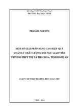 Một số gải pháp nâng cao hiệu quả quản lý chất lượng đội ngũ giáo viên trường thpt thị xã thái hòa, tỉnh nghệ an 