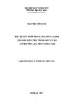 Một số giải pháp nâng cao chất lượng đội ngũ giáo viên trung học cơ sở huyện vĩnh lộc, tỉnh thanh hóa   