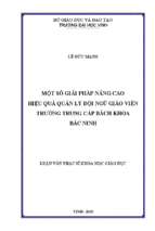 Một số giải pháp nâng cao hiệu quả quản lý đội ngũ giáo viên trường trung cấp bách khoa bắc ninh 