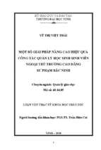 Một số giải pháp nâng cao hiệu quả công tác quản lý học sinh,sinh viên ngoại trú trường cao đẳng sư phạm bắc ninh 