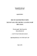 Một số giải pháp phát triển đội ngũ giáo viên trường cao đẳng nghề tiền giang 