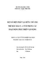 Một số biện pháp tạo hứng thí cho trẻ mẫu giáo 5 6 tuổi trong các hoạt động phát triển vận động 