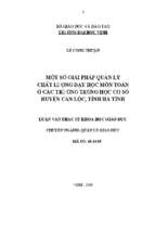 Một số giải pháp quản lí chất lượng dạy học môn toán ở các trường trung học cơ sở huyện can lộc, tỉnh hà tĩnh 