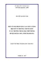 Một số giải pháp nâng cao chất lượng đội ngũ tổ trưởng chuyên môn ở các trường trung học phổ thông huyện hoằng hóa, tỉnh thanh hóa   