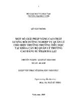 Một số giải pháp nâng cao chất lượng bồi dưỡng nghiệp vụ quản lý cho hiệu trưởng tiểu học tại khoa cán bộ quản lý trường cao đẳng sư phạm đà lạt 