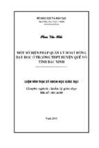 Một số biện pháp quản lý hoạt động dạy học ở trường thpt huyện quế võ tỉnh bắc ninh 