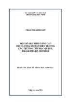 Một số giải pháp nâng cao chất lượng đội ngũ hiệu trưởng các trường tiểu học quận 5, thành phố hô chí minh