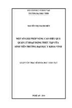 Một số giải pháp nâng cao hiệu quả quản lý hoạt động thực tập của sinh viên trường đại học y khoa vinh   