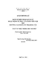 Một số biện pháp quản lý hoạt động tự học của sinh viên nội trú trường cao đẳng sư phạm hà tây   