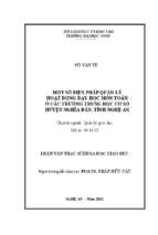 Một số biện pháp quản lý hoạt động dạy học môn toán ở các trường trung học cơ sở huyện nghĩa đàn, tỉnh nghệ an