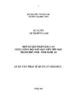 Một số giải pháp nâng cao chất lượng đội ngũ giáo viên tiểu học thành phố vinh   tỉnh nghệ an   