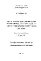 Một số giải pháp nâng cao chất lượng đội ngũ giáo viên các trường trung cấp chuyên nghiệp, quận thanh xuân, thành phố hà nội 