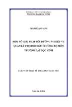 Một số giải pháp bồi dưỡng nghiệp vụ quản lý cho đội ngũ trưởng bộ môn trường đại học vinh   