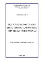 Một số giải pháp phát triển trung tâm học tập cộng đồng trên địa bàn tỉnh quảng nam 