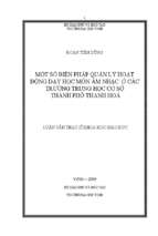 Một số biện pháp quản lý hoạt động dạy học môn âm nhạc ở các trường trung học cơ sở thành phố thanh hoá 