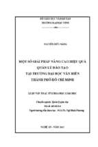 Một số giải pháp nâng cao hiệu quả quản lý đào tạo tại trường đại học văn hiến thành phố hồ chí minh 