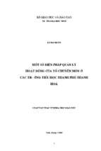 Một số biện pháp quản lý hoạt động của tổ chuyên môn ở các trường tiểu học thành phố thanh hoá 