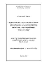 Một số giải pháp nâng cao chất lượng đội ngũ cán bộ quản lý các trường trung học cơ sở thị xã sa đéc tỉnh đồng tháp   