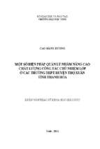 Một số biện pháp quản lý nhằm nâng cao chất lượng công tác chủ nhiệm lớp ở các trường trung học phổ thông huyện thọ xuân tỉnh thanh hóa   