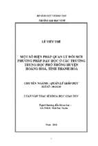 Một số biện pháp quản lý đổi mới phương pháp dạy học ở các trường trung học phổ thông huyện hoằng hóa, tỉnh thanh hóa   