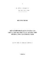 Một số biện pháp quản lý nhằm nâng cao chất lượng dạy học ở các trường thpt huyện lương tài tỉnh bắc ninh   