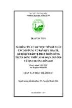 Nghiên cứu cơ sở thực tiễn đề xuất các nội dung cơ bản quy hoạch, kế hoạch bảo vệ phát triển rừng thị xã đông triều giai đoạn 2015   2020 và định hướng đến 2030