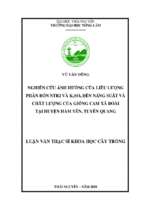 Nghiên cứu liều lượng phân bón ntr2 và k2so4 đến năng suất và chất lượng của giống cam xã đoài trồng tại huyện hàm yên, tuyên quang