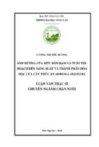 Ảnh hưởng của mức bón đạm và tuổi thu hoạch đến năng suất và thành phần hóa học của cây thức ăn moringa oleifera