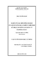 Nghiên cứu đặc điểm nông sinh học của một số giống địa lan kiếm và biện pháp kỹ thuật cho giống lan hoàng vũ (cymbidium sinense)