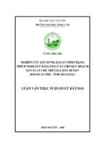 Nghiên cứu xây dựng bản đồ phân hạng thích nghi đất đai làm cơ sở cho quy hoạch sản xuất chè trên địa bàn huyện hoàng su phì   tỉnh hà giang