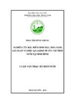 Nghiên cứu đặc điểm sinh học, khả năng sản xuất và hiệu quả kinh tế của vịt trời nuôi tại ninh bình