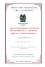 Efl teachers' beliefs and practice of code switching a case study at ba ria   vung tau university master of tesol