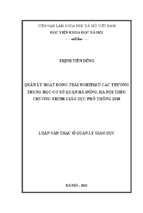 Quản lý hoạt động trải nghiệm ở các trường trung học cơ sở quận hà đông, hà nội theo chương trình giáo dục phổ thông 2018